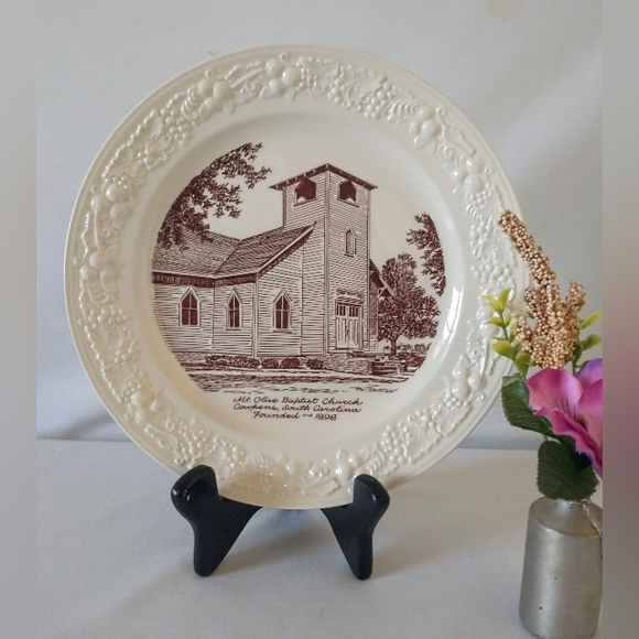 Homer Laughlin Eggshell Theme Plate - 1954/55 - "Mt. Olive Babtist" - Cowpens SC - Picture 7 of 9